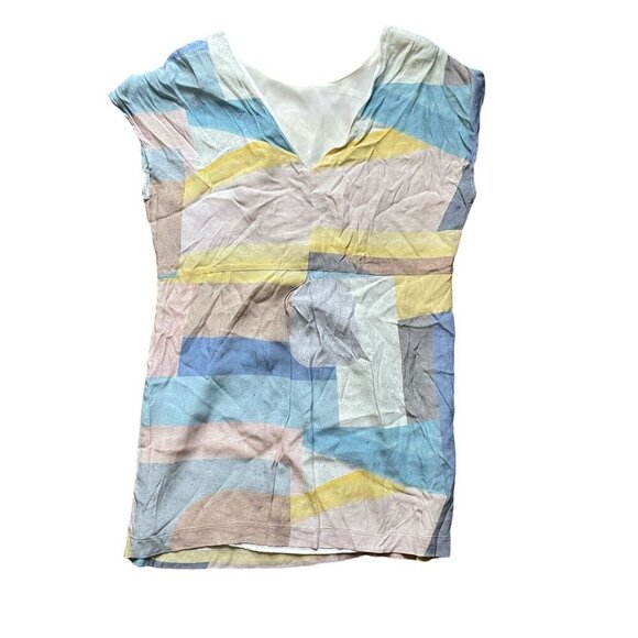 Oliver Bonas Abstract Artsy Shift Dress Womens 10 Colorful Pastel Geo Oversized - Picture 2 of 10
